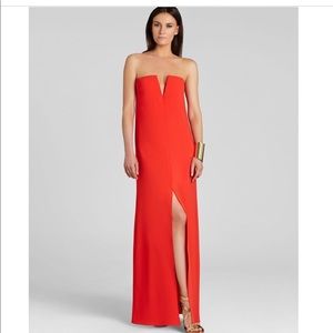Bcbg maxazria strapless Joice gown / Maxi Dress Size 4 ($338 Retail) Red/orange.